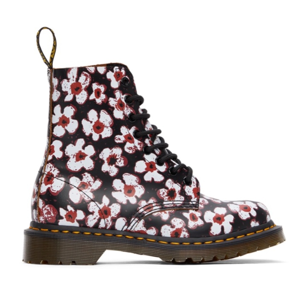 Dr Martens Black & Red Floral 1460 Pascal Boots